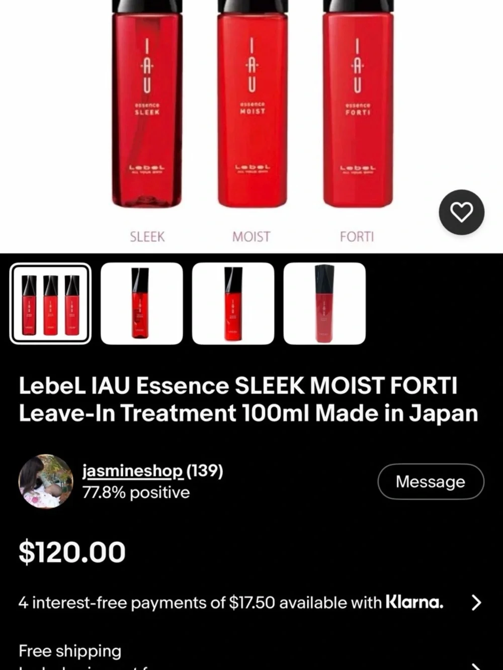 Lebel IAU Essence Moist Heat Protectant and moisturizing leave in treatment